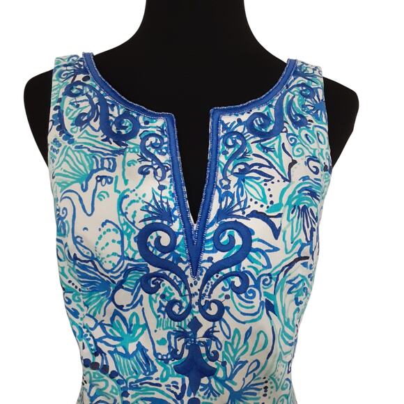 Lilly Pulitzer Lyssa Notch Shift Dress Resort White Lucky Trunks Womens 4 18163 - Picture 5 of 13